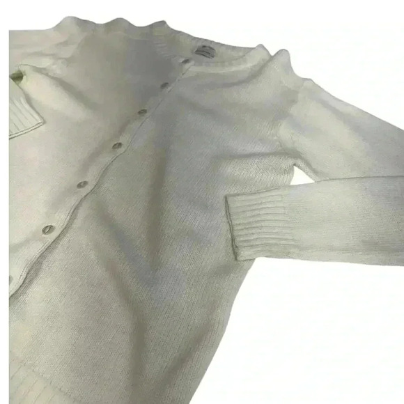 Vintage 100% Acrylic Button Down Cardigan Creamy Ivory Opaque Flat Buttons Sz 38 - Picture 7 of 12
